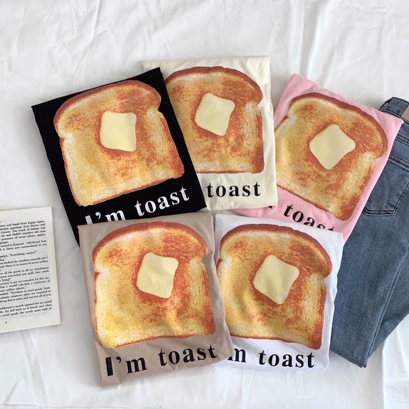 เสื้อโอเวอร์ไซส์ เสื้อสกรีน Iam toast เสื้อยืด ผ้าคอตตอนแท้ ตัดเย็บใน ...