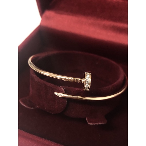 กำไลตะปูทองคำแท้ 18k Pink Gold 750