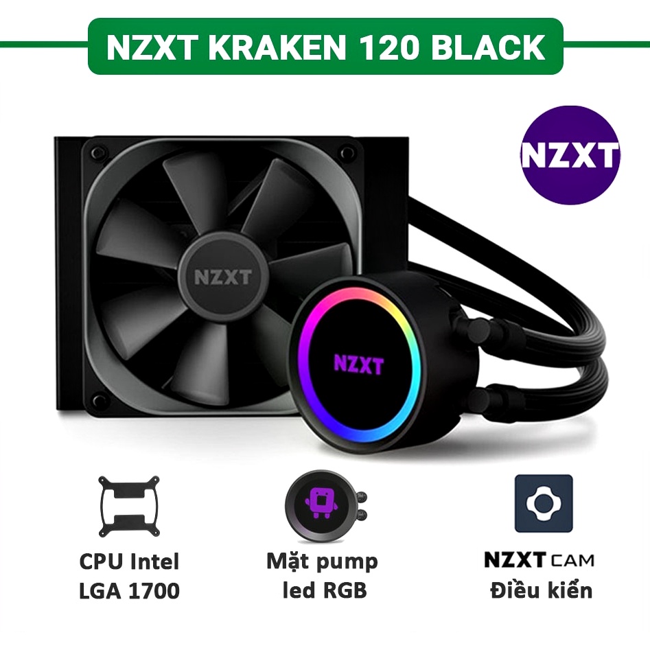 NZXT KRAKEN 120 RGB CPU LIQUID COOLER (RL-KR120-B1)