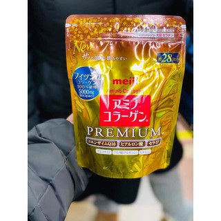 Refill สูตรพรีเมี่ยม-ซองทอง Meiji Amino Collagen Premium 5,000 mg 28วัน (196 กรัม) เมจิ อะมิโน คอลลาเจน ชนิดผง คอลลาเจ