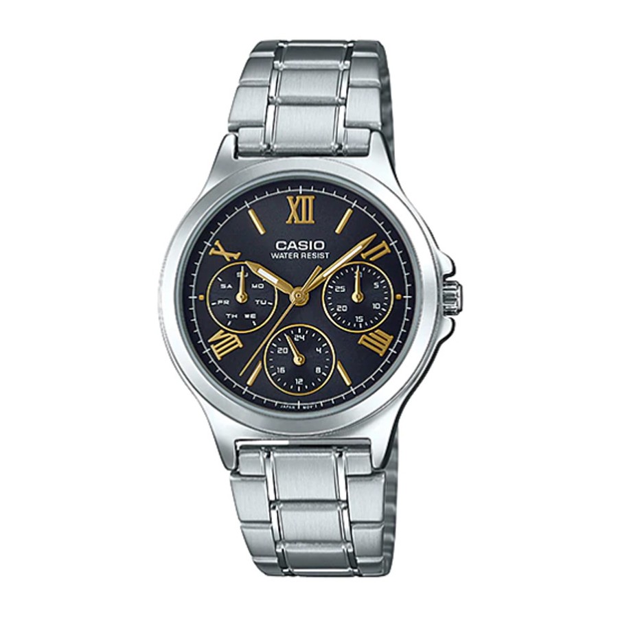 Casio Standard นาฬิกาข้อมือผู้หญิง สายสแตนเลส รุ่น LTP-V300D,LTP-V300D-1A2,LTP-V300D-1A2UDF - สีเงิน