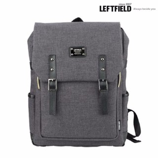 LEFTFIELD กระเป๋าเป้ สะพายหลัง สไตล์เกาหลี ผ้าลินิน Linen (สีดำ/Black)