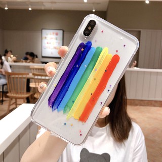 แฟชั่น รุ้ง ง่าย เคส Samsung Galaxy s8 + s9 s10 plus s20 plus s20 ultra note8 note9 note10 plus soft case หญิง รุ่นคู่ โปร่งใส อีพ็อกซี่ tpu เคส