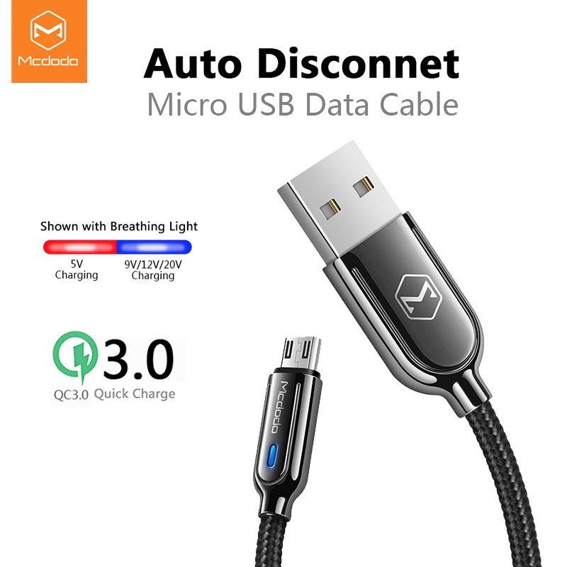 Mcdodo Micro USB Cable 3A Fast Charging Auto Disconnec For Samsung S7 Xiaomi Redmi Note 5 Pro Tablet