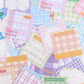 Peach 100Pcs Plaid series sticky note paper Memo Pad School Office Stationery Notepad