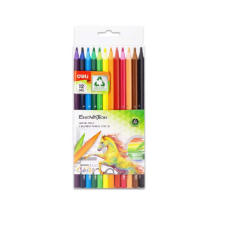 Deli C110-12 Colored Pencil 12 colors ดินสอสีไม้ 12 สี WOOD-FREE สีไม้ ดินสอสี เครื่องเขียน สีระบาย อุปกรณ์วาดรูป อุปกรณ์เครื่องเขียน