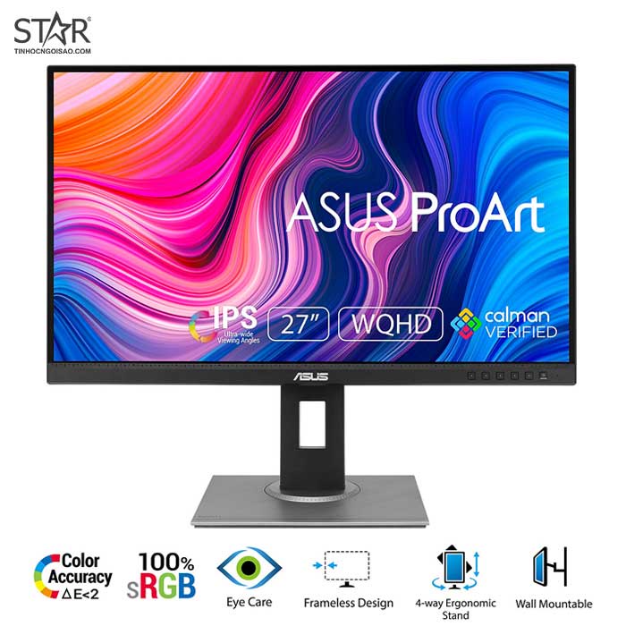 [ผ่อน0%]ASUS ProArt Display PA278QV 27” WQHD (2560 x 1440) Monitor, 100% sRGB/Rec. 709 ΔE  2, IPS, D