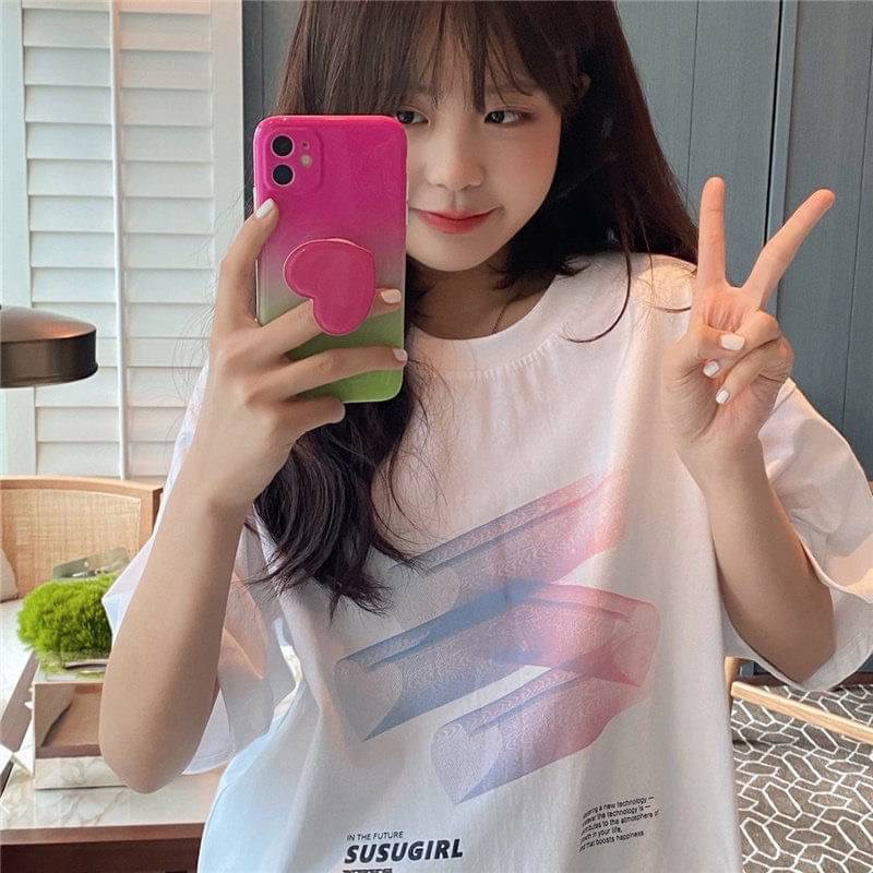 kiss เสื้อยืด ลาย SUSUgirl หัวใจลากยาว สไตร์เกาหลี โอเวอร์ไซส์ งานสกีนมาตรฐาน เนื้อผ้านุ่มเด้ง รุ่น 