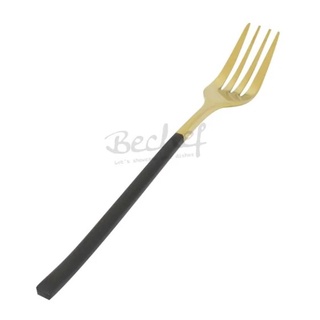 ส้อมหวานสแตนเลส ส้อมหวาน ส้อมสแตนเลส Dessert Fork สีดำ-ทอง เกรด304 (2.2x17.9 ซม.)