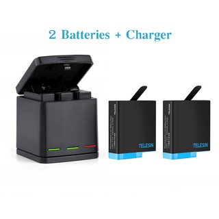 TELESIN Triple Charger Battery Kit (1 Triple Charger+2 Batterries) for GoPro Hero 8 Black/ 7/ 6/ 5, HERO 2018