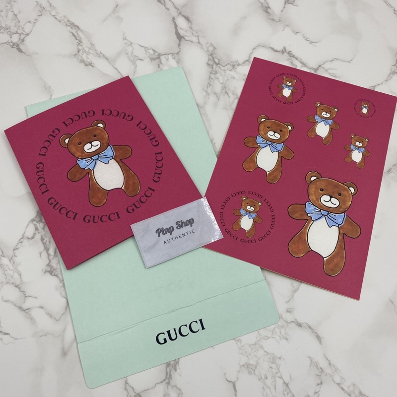 **อันสุดท้ายมีตำหนิ ซองมีจุดเหลือง Gucci x Kai sticker หมี กุชชี่ สติกเกอร์ ของแท้ พร้อมการ์ด