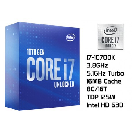 CPU (ซีพียู) INTEL 1200 CORE I7-10700K 3.8 GHz Warranty 3 - Y