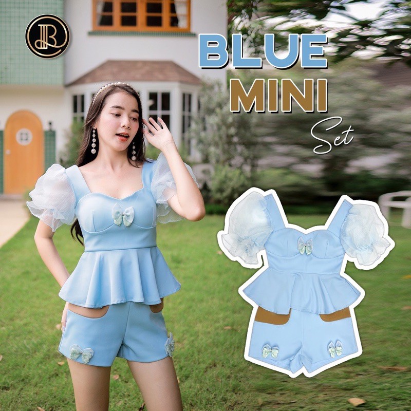 Blue Mini Set:BLT Brand เซ็ตกางเกงมาแล้วสีน่ารนักมาก แขนตุ๊กตา