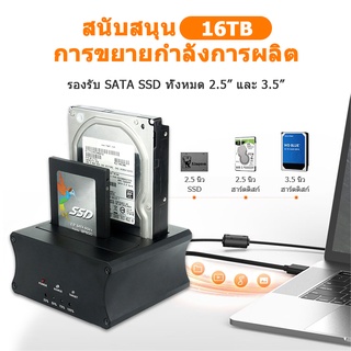 [ร้านค้าในพื้นที่] กล่องอ่านฮาร์ดดิสก์ Clone Docking Station 2.5 3.5 Dual Bays SATA To USB 3.0 HDD Enclosure 16TB