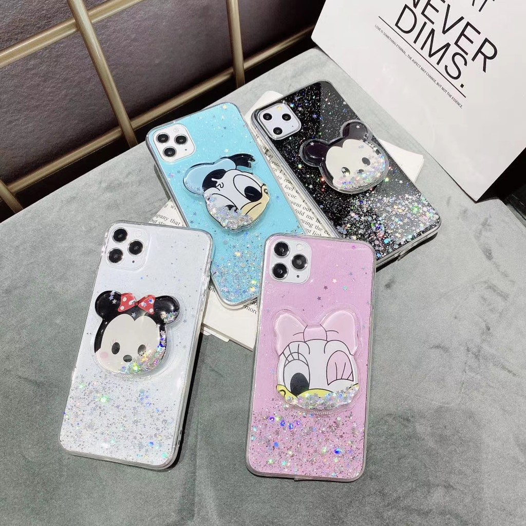 Vivo S1 V20 Y50 Y30 Y30i Y20 Y20i Y20S V19 Y19 Y85 V9 V11 V15 Pro V11i Y91C Y67 Y66 V5 Plus Lite Cartoon Mickey Minnie Quicksand Stand Glitter Soft TPU Phone Case #8