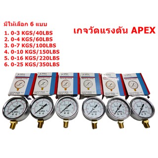 เกจวัดแรงดัน pressure gauge APEX หน้าปัด 2.5 นิ้ว มี 6 แบบให้เลือก