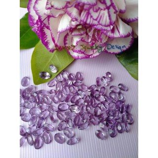 พลอยอเมทิสต์ สีม่วง Amethyst ไข่6*4mm. เหมาะทำฝังพลอยวันเกิด ต่างหูพลอย จี้พลอย แหวนพลอย สร้อยข้อมือพลอย พลอยแท้ธรรมชาติ