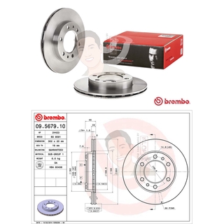 09 5679 10 จานเบรค ล้อ F (ยี่ห้อ BREMBO) รุ่น Std TOYOTA LN106, Land Cruiser ปี 1974-&gt;*ราคาต่อข้าง