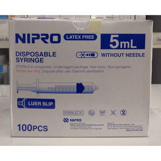 (ยกกล่อง)Syringe Nipro ไซริงค์ นิโปร ขนาด 5 ml 100 อัน