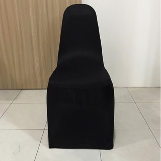 ผ้าคลุมเก้าอี้เบาะนวม แบบตึง Chair cover สีดำ ผ้ามันเรียบ