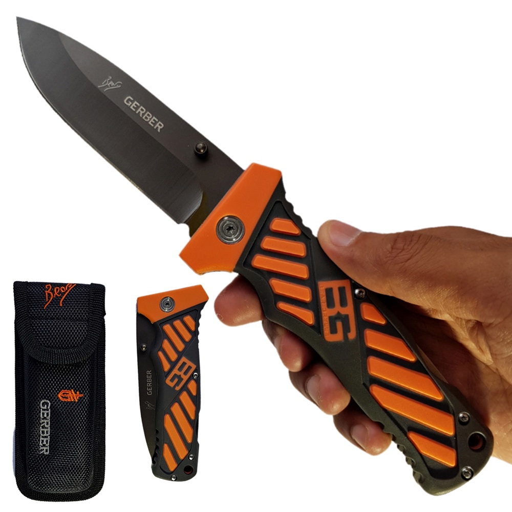 มีดพับ Gerber Bear Grylls B-20 Folding Sheath Knife ขนาด 8.7 นิ้ว (22.2 ซม.) พร้อมปลอกเก็บมีดร้อยเข็มขัด