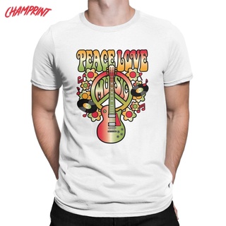 ใหม่ เสื้อยืดคอกลม แขนสั้น ผ้าฝ้าย 100% พิมพ์ลาย Peace Love Music Woodstock ของขวัญ สําหรับผู้ชาย และผู้หญิงS-5XL