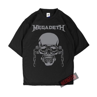 เสื้อยืดคอกลมเสื้อเชิ้ต Megadeth band สําหรับผู้ชาย และผู้หญิงผ้าฝ้ายแท้