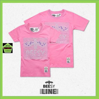 Beesy เสื้อคอกลม ชาย หญิง รุ่น Line สีชมพู