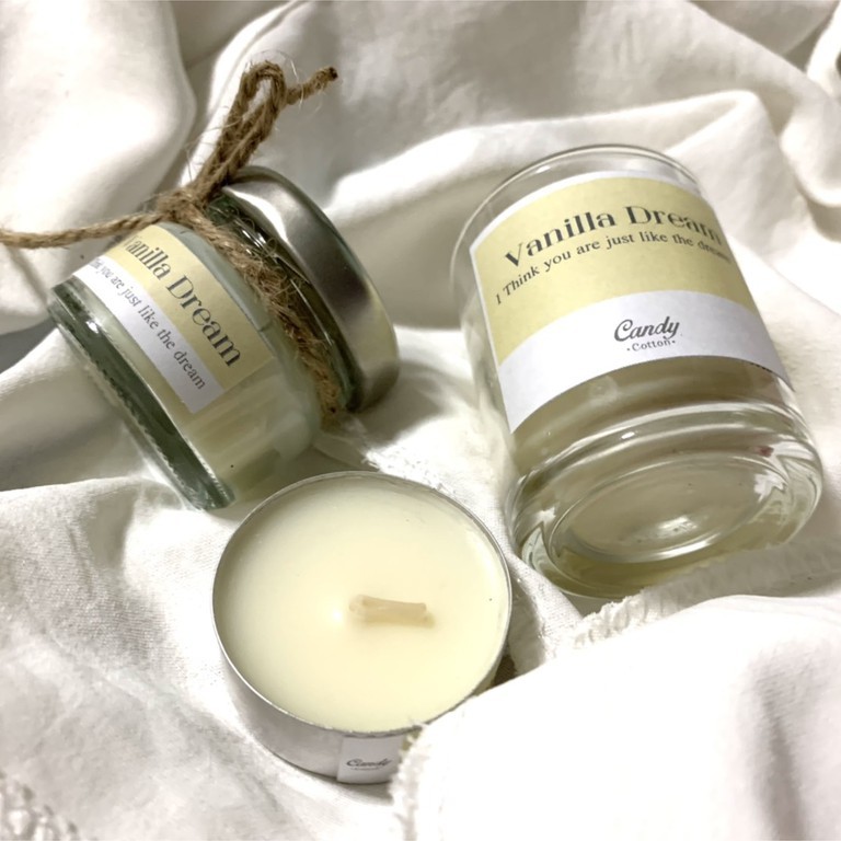 (❤️TZ7Z5G ลดทันที 40.-)เทียนหอม กลิ่น วานิลลาดรีม - Soy Candle Vanilla Dream เทียนหอมไขถั่วเหลือง เทียน ของขวัญให้คนรัก