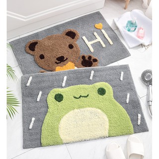 ShopAt.Two[DM5609] พรมเช็ดเท้า พรมห้องน้ำ ดูดซับน้ำได้ดี พื้นยางกันลื่น ขนาด 40x60 cm. สินค้าพร้อมจัดส่งในไทย