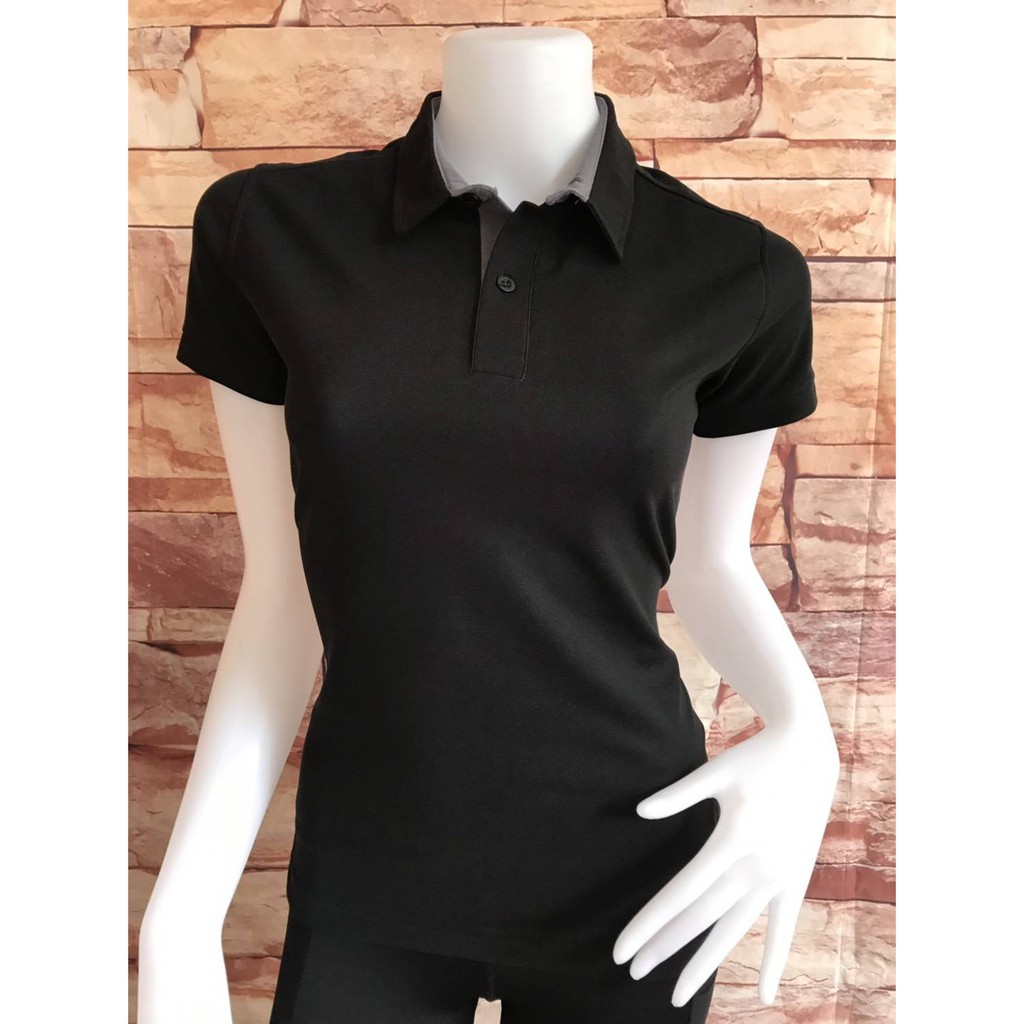 (ลดทันที 40.- ใช้โค้ด EMSCF6) PL102สีดำ เสื้อโปโลผู้หญิงปกเชิ๊ต ผ้าไมโคร เสื้อคอปกผู้หญิง มีเก็บเงินปลายทาง