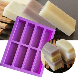 แม่พิมพ์ซิลิโคน 8 Cavity Silicone Rectangle Cake Mold Chocolate Baking Tray Soap Cube Ice