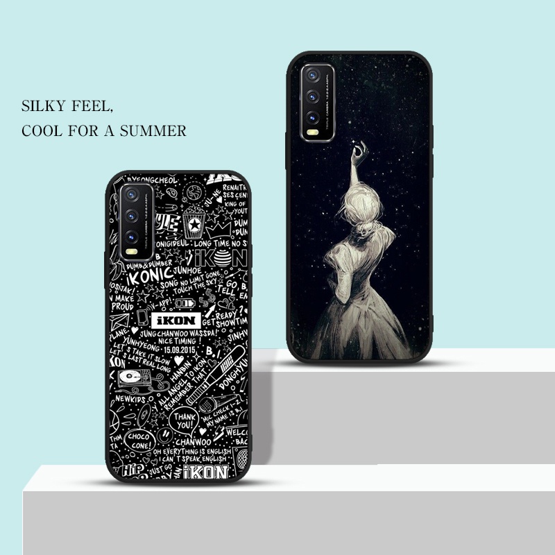 Black Softcase VIVO Y31 Y51 2021 Y53 V7 Plus V3 Max X50 pro Anticrack Casing คุณภาพสูง TPU cover Ful