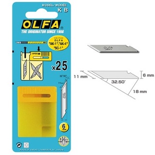 Olfa KB Replacement Blade 25 ใบ ใบมีดเสริม