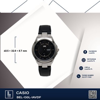 Casio standard นาฬิกาข้อมือผู้ชาย สายหนังสีดำ รุ่น BEL-130L-1AVDF