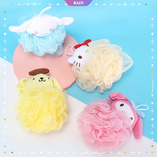 Kawaii Sanrio ลูกบอลโฟมอาบน้ํา รูปการ์ตูน Hello Kitty Cinnamoroll My Melody Pom Pom Purin น่ารัก สําหรับห้องน้ํา [RAIN]