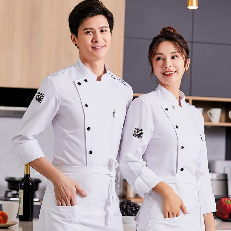 เสื้อเชฟ แขนสั้น เสื้อผ้าพ่อครัวชายและหญิง ผ้านิ่มมาก