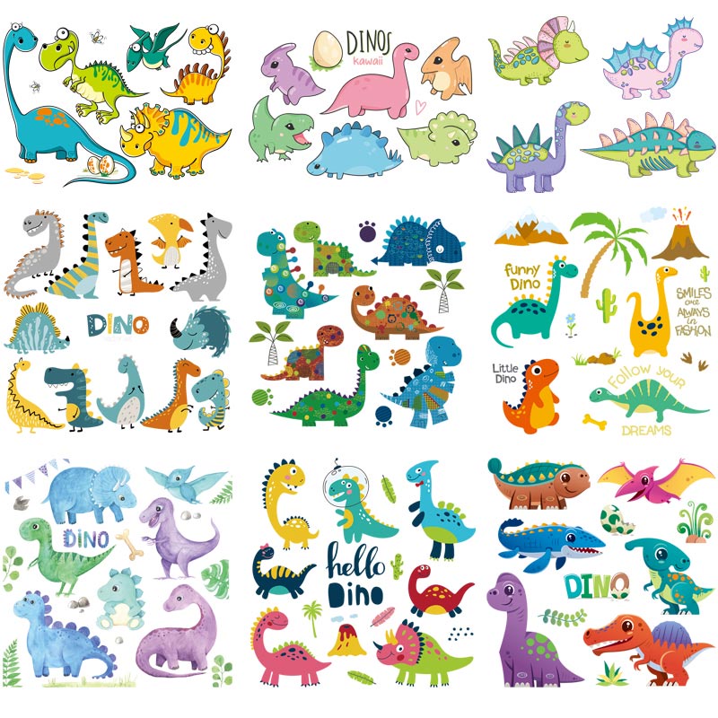 เสื้อผ้าเด็กผู้หญิงสติกเกอร์ลาย Diy การถ่ายเทความร้อน Little Dino ชุดแพทช์แฟชั่น Diy สติกเกอร์กดความร้อน Appliqued เหล็กบนแพทช์