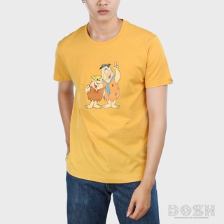 DOSH:MENS T-SHIRTSเสื้อยืด คอกลม แขนสั้น สีเหลือง ลิขสิทธิ์FLINTSTONES รุ่นDFTMT5001