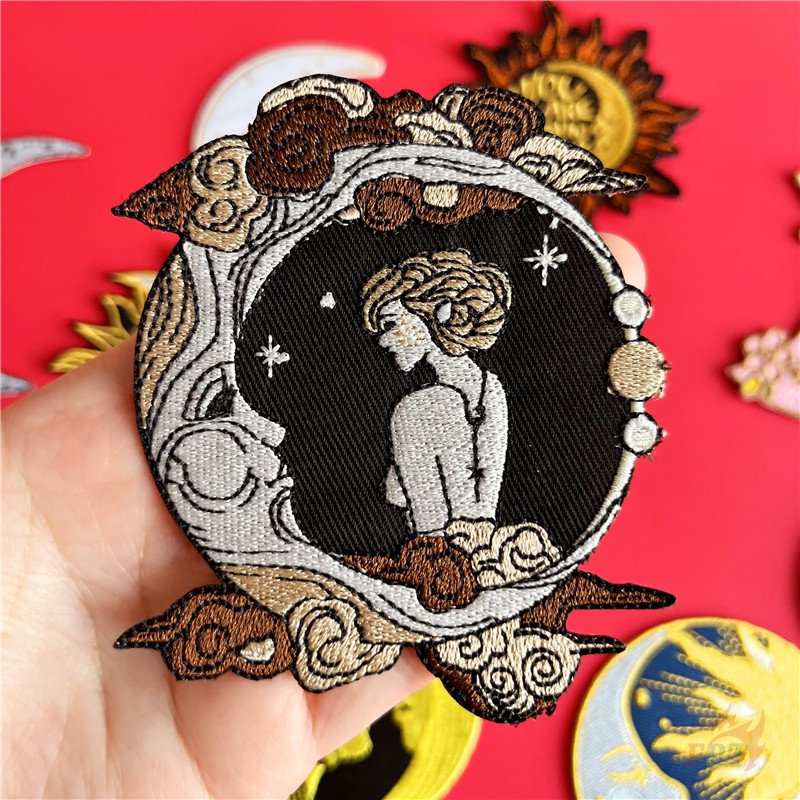 ☸ แผ่นแพทช์เหล็ก The Magic Moon & Sun ☸ แผ่นแพทช์รีดติดเสื้อ DIY สไตล์เรโทร สําหรับตกแต่งเสื้อผ้า 1 ชิ้น - รูปที่ 3