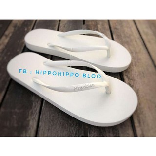 สีขาวล้วน สายเล็ก  All White Slim Hippo shoe รองเท้าแตะฮิปโป 36-37-38-39-40