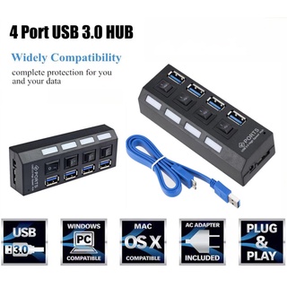 ช่องต่อUSB 3.0 Hub Combo Splitter 4 Port ON / OFF