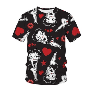 เสื้อยืด พิมพ์ลายการ์ตูนอนิเมะ betty boop 3 มิติ เซ็กซี่ สําหรับผู้หญิง 2022