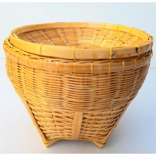 กระบุงไม้ไผ่ เส้นผ่าฯ 15 ซม. สูง 12 ซม. ทำด้วยไม้ไผ่ งานฝีมือจากภูมิปัญญาชาวบ้าน สวย แข็งแรง สำหรับใส่สิ่งของ