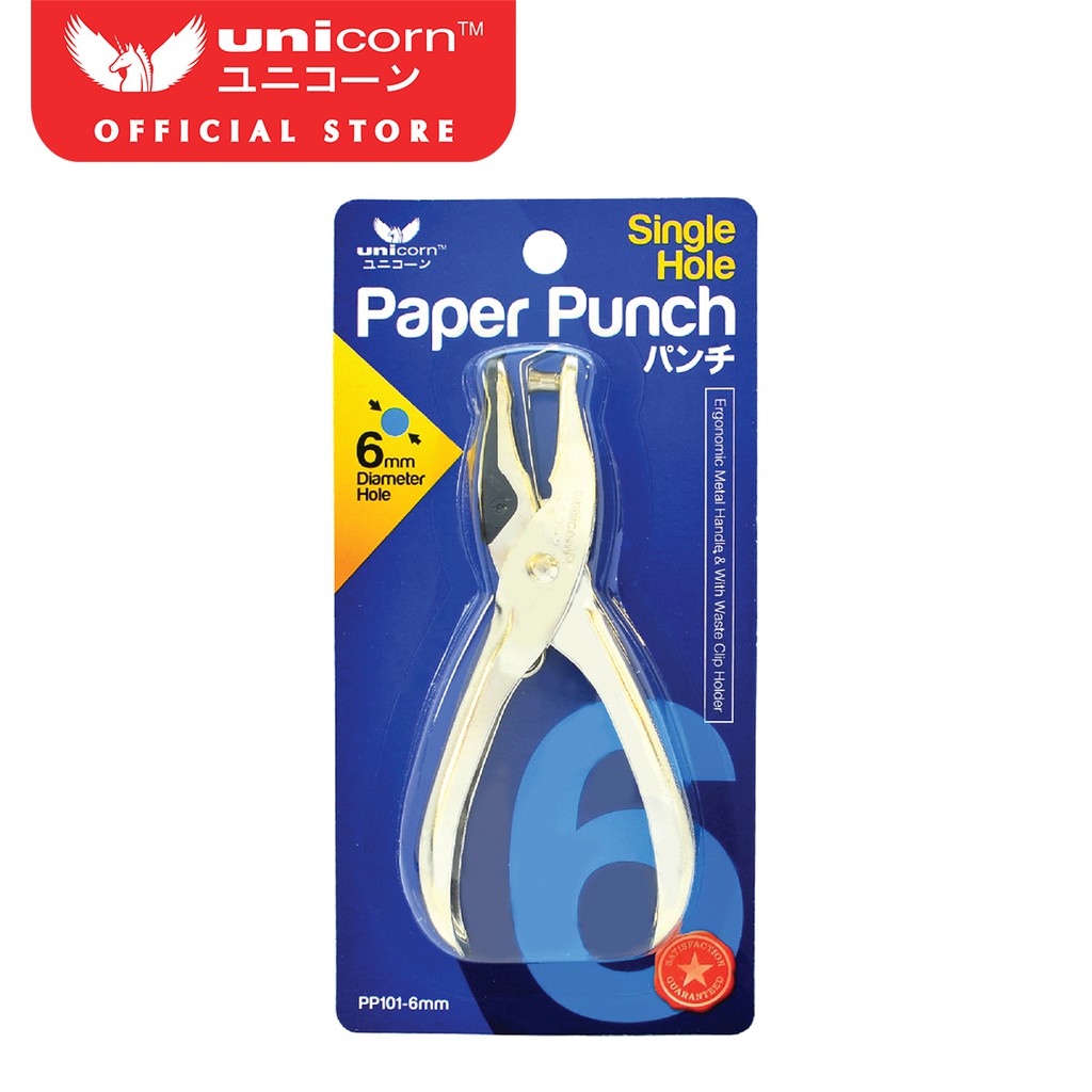 เครื่องเขียนยูนิคอร์น 6 มม. 1 หลุมกระดาษ Punch Punch Punch Puncher PP101-6MM