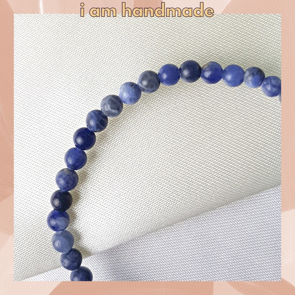 หินนำโชค หินโซดาไลท์ ขนาด 4 มิล Sodalite หินแท้ ช่วยปกป้องคุ้มครอง กําไลเสริมดวง หินมงคล กำไลหิน หินสีน้ำเงิน
