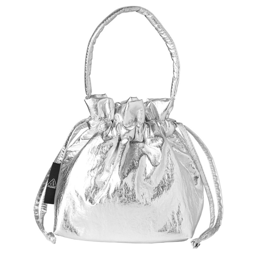 3CE Y2K Style New Take Silver Bucket Bag - Limited / Sliver Flat Pouch