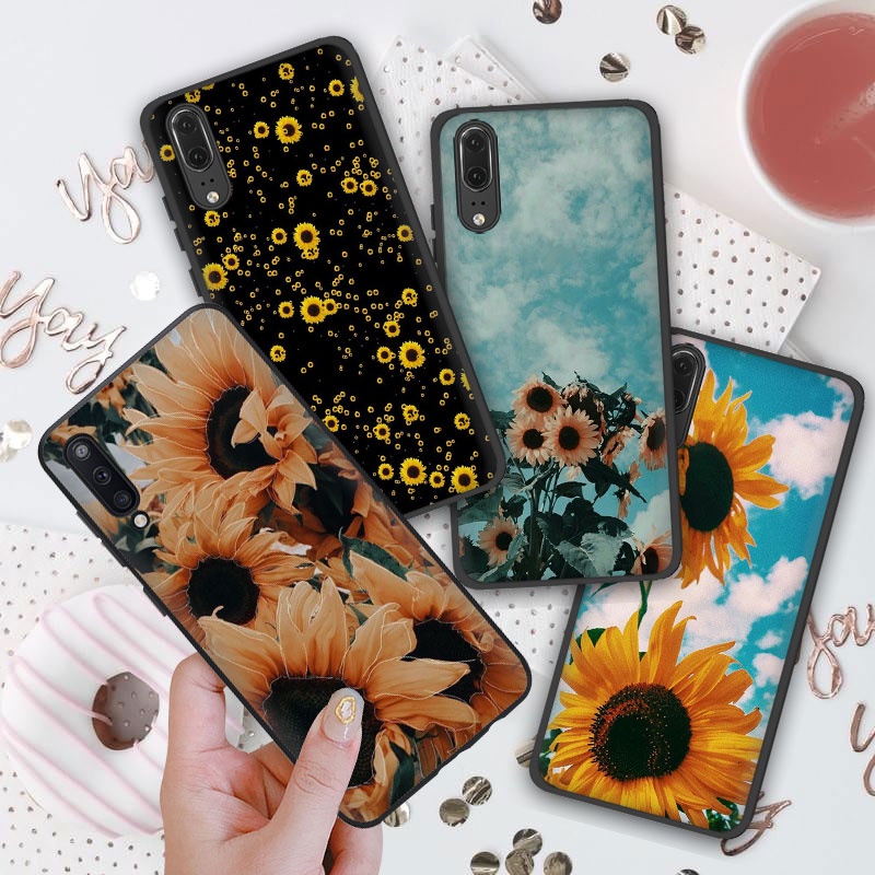 ปลอกอ่อน Samsung J730 J7 Pro J2 J5 J4 J6 J7 Prime J6 J8 2018 เคสโทรศัพท์ซิลิโคน QS17 ดอกทานตะวัน