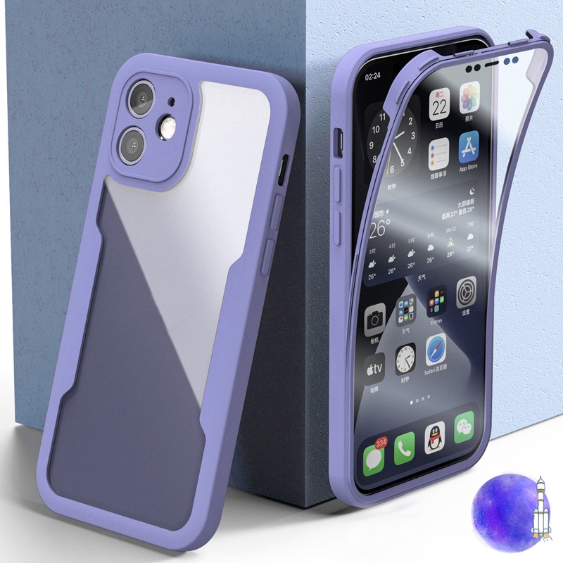 360°เคสโทรศัพท์มือถือแบบแข็ง กันกระแทก ป้องกัน ด้านหน้า และด้านหลัง สองด้าน สําหรับ iPhone 13 12 Pro