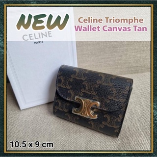 [สอบถามก่อนกดซื้อ]​ แท้​ 💯 New Celine Triomphe​ Wallet Canvas​ Tan